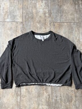 Fabletics Charcoal Gray Cropped Sweatshirt XL